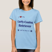 私は愛します私の巻き毛上塗を施してあるレトリーバー(オス犬)を Tシャツ (正面)