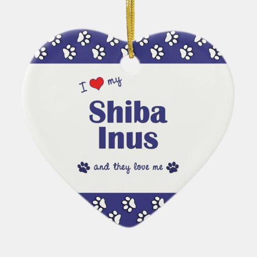 私は愛します私の柴犬(多数犬)を セラミックオーナメント (正面)