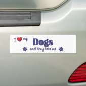 私は愛します私の犬(多数犬)を バンパーステッカー (車上)