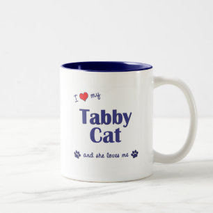 私は愛します私の虎猫猫(メス猫)を ツートーンマグカップ