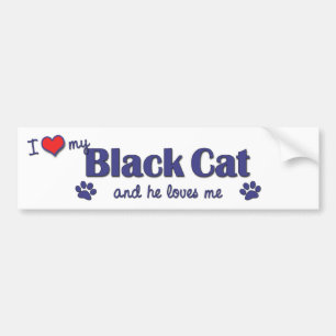 私は愛します私の黒猫(オス猫)を バンパーステッカー