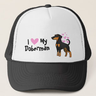 私は愛します私の（犬）ドーベルマン・ピンシェル(だらしない耳)を キャップ