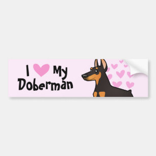 私は愛します私の(犬)ドーベルマン・ピンシェル(とがった耳)を バンパーステッカー