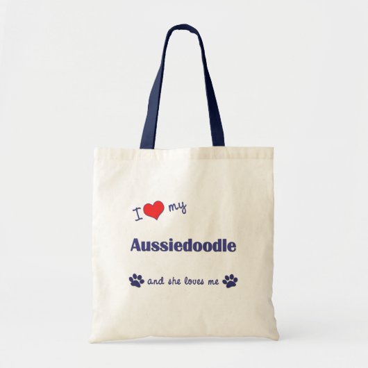 私は愛します私のAussiedoodle (メス犬)を トートバッグ (正面)