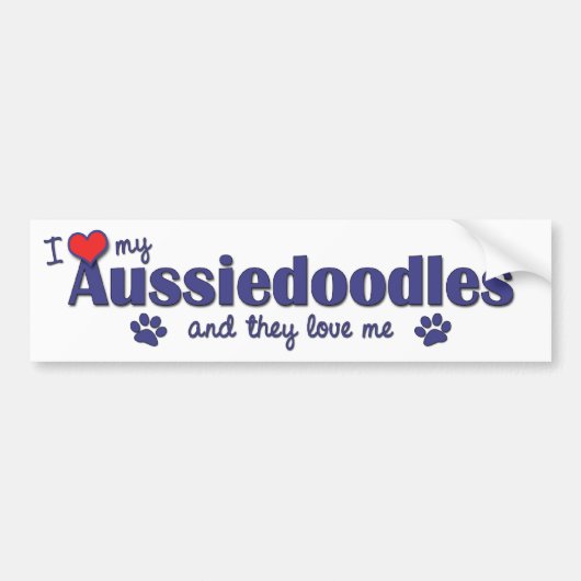 私は愛します私のAussiedoodles (多数犬)を バンパーステッカー (正面)
