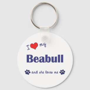 私は愛します私のBeabull (メス犬)を キーホルダー