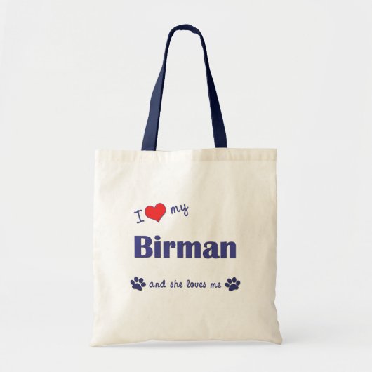 私は愛します私のBirman (メス猫)を トートバッグ (正面)