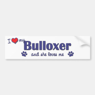 私は愛します私のBulloxer (メス犬)を バンパーステッカー