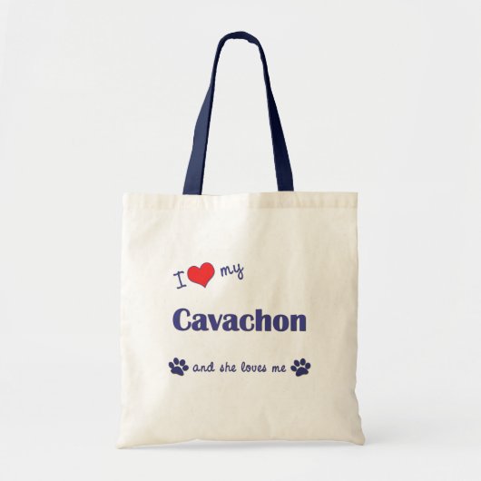 私は愛します私のCavachon (メス犬)を トートバッグ (正面)