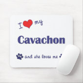 私は愛します私のCavachon (メス犬)を マウスパッド (マウス)