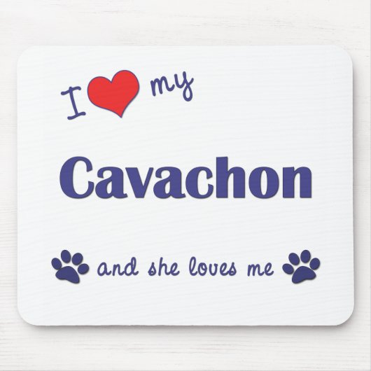 私は愛します私のCavachon (メス犬)を マウスパッド (正面)