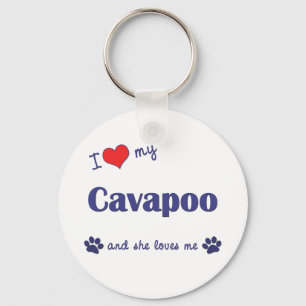 私は愛します私のCavapoo (メス犬)を キーホルダー