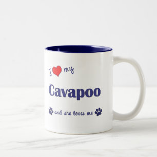 私は愛します私のCavapoo (メス犬)を ツートーンマグカップ