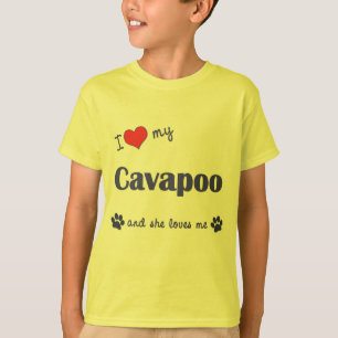 私は愛します私のCavapoo (メス犬)を Tシャツ