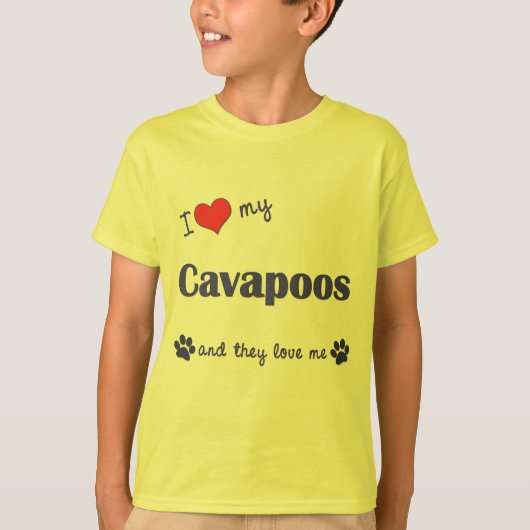 私は愛します私のCavapoos (多数犬)を Tシャツ (正面)