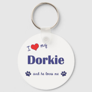 私は愛します私のDorkie (オス犬)を キーホルダー