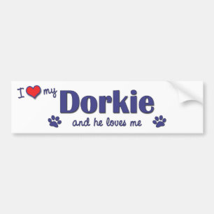 私は愛します私のDorkie (オス犬)を バンパーステッカー