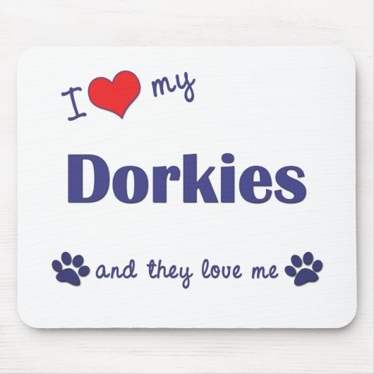 私は愛します私のDorkies (多数犬)を マウスパッド (正面)