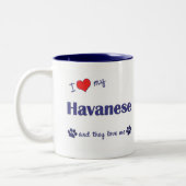 私は愛します私のHavanese (多数犬)を ツートーンマグカップ (左)