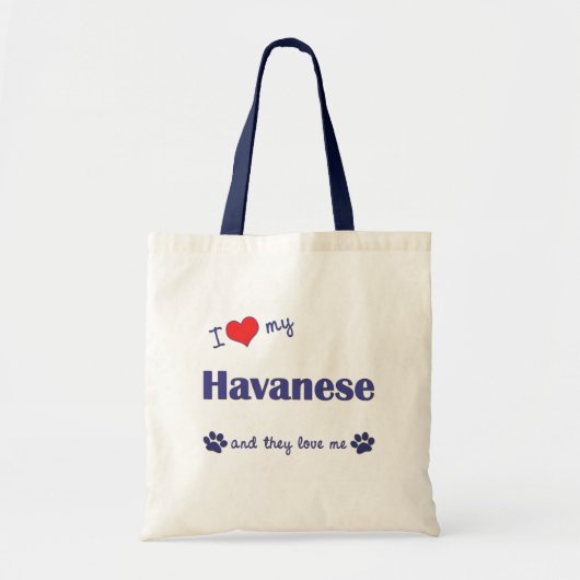 私は愛します私のHavanese (多数犬)を トートバッグ (正面)