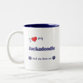 私は愛します私のJackadoodle (メス犬)を ツートーンマグカップ (左)