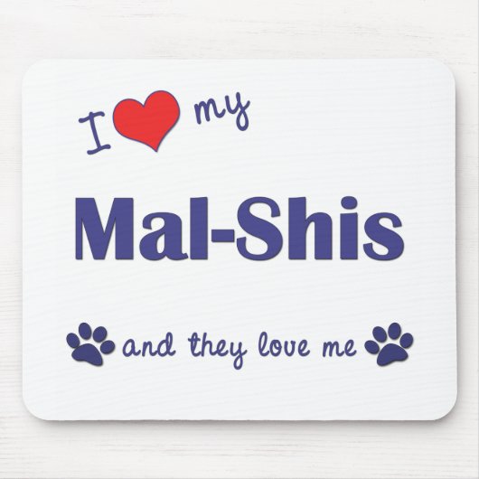 私は愛します私のMALShis (多数犬)を マウスパッド (正面)