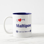 私は愛します私のMaltipoo (メス犬)を ツートーンマグカップ (左)