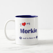私は愛します私のMorkie (オス犬)を ツートーンマグカップ (左)