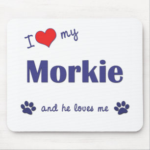 私は愛します私のMorkie (オス犬)を マウスパッド