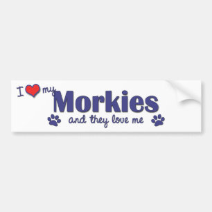 私は愛します私のMorkies (多数犬)を バンパーステッカー