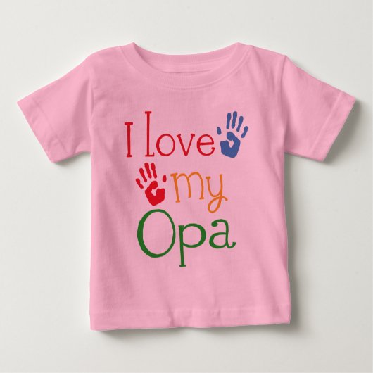 私は愛します私のOpa (Handprints)を ベビーTシャツ (正面)