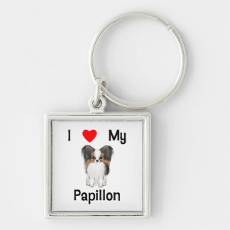 私は愛します私のPapillon (写真)を キーホルダー