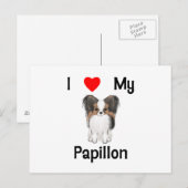 私は愛します私のPapillon (写真)を ポストカード (正面/裏面)