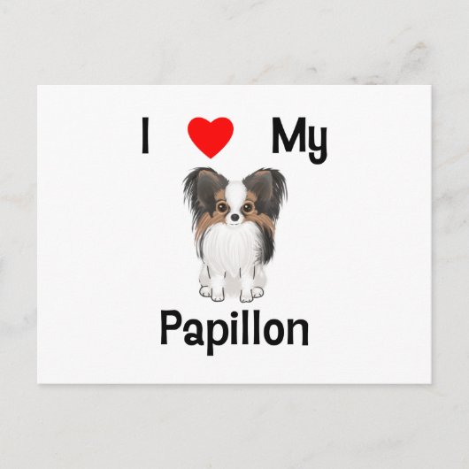 私は愛します私のPapillon (写真)を ポストカード (正面)