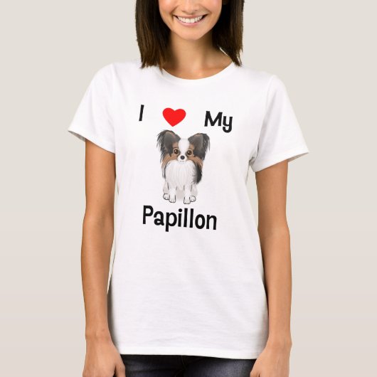 私は愛します私のPapillon (写真)を Tシャツ (正面)