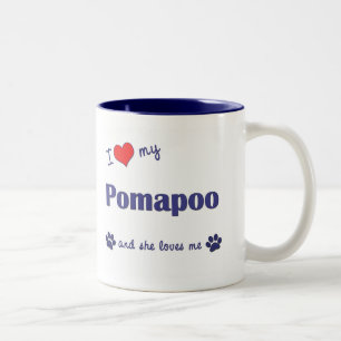 私は愛します私のPomapoo (メス犬)を ツートーンマグカップ