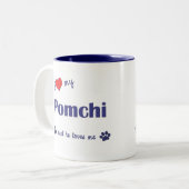 私は愛します私のPomchi (オス犬)を ツートーンマグカップ (正面左)