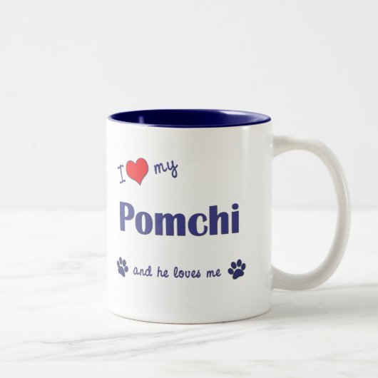 私は愛します私のPomchi (オス犬)を ツートーンマグカップ (右)