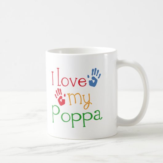 私は愛します私のPoppa (Handprints)を コーヒーマグカップ (右)