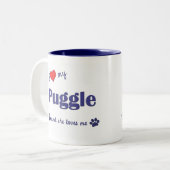 私は愛します私のPuggle (メス犬)を ツートーンマグカップ (正面左)