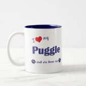 私は愛します私のPuggle (メス犬)を ツートーンマグカップ (左)