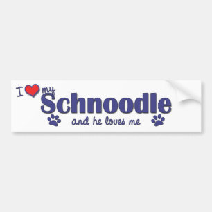 私は愛します私のSchnoodle (オス犬)を バンパーステッカー