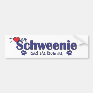私は愛します私のSchweenie (メス犬)を バンパーステッカー