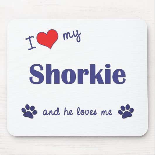私は愛します私のShorkie (オス犬)を マウスパッド (正面)