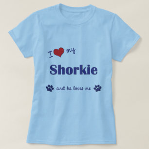 私は愛します私のShorkie (オス犬)を Tシャツ