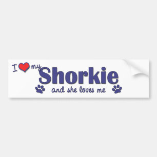 私は愛します私のShorkie (メス犬)を バンパーステッカー