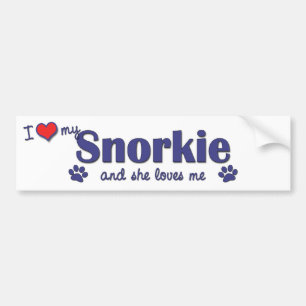 私は愛します私のSnorkie (メス犬)を バンパーステッカー