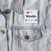 私は愛します私のWestie (オス犬)を 缶バッジ (インサイチュ)