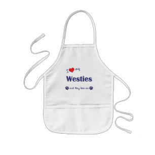 私は愛します私のWesties (多数犬)を 子供用エプロン