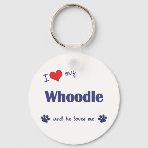 私は愛します私のWhoodle (オス犬)を キーホルダー